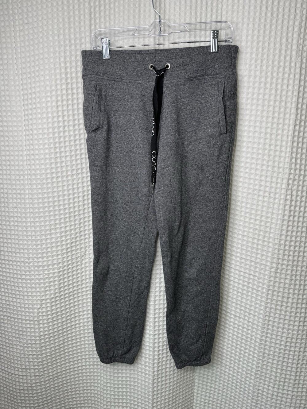 Calvin Klein Women’s Gray Fleece Jogger Sweatpants Logo Drawstring Size Small S